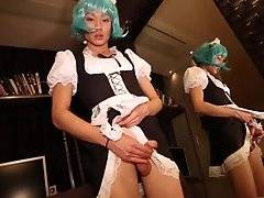SLUTTY crossdresser Chiaki Kiriyama is providing a little room service with a twist as she gets downright dirty in her naughty French maids outfit!